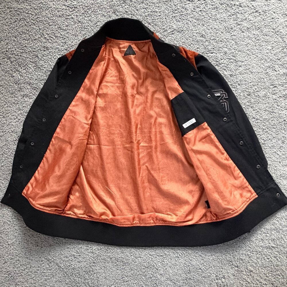 Black Scale Black and Orange Devil in the Details Bomber Jacket - Men's Size M - Picture 11 of 16